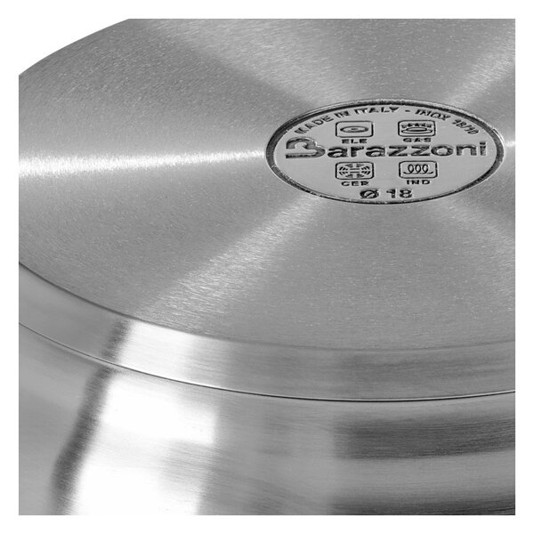Barazzoni Tummy Casseruola Manico Lungo 12cm 0,7L Acciao Inox 18/10 Fondo Triplen per Gas Elettrico Induzione