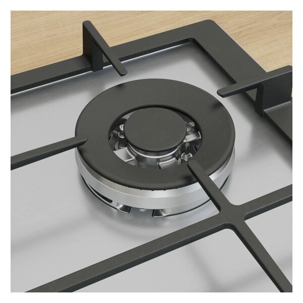 Bosch PCH6A5I90 Inox Piano Cottura Gas 60cm FlameSelect Bruciatore turboWok Manopole Magnetiche Serie6