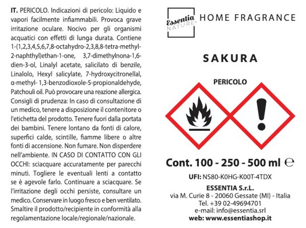 Essentia Nature Home Fragrance Luxury Sakura 250ml Diffusore Naturale di Profumi per Ambiente con Midollini