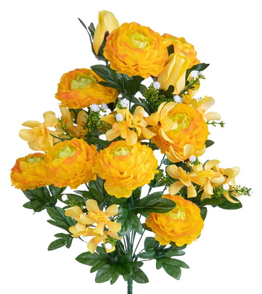 Set 2 Bouquet Artificiale Ranuncoli/Orchidea Artificiali X 18 50 cm