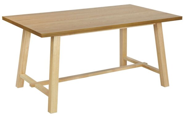 Tavolo da pranzo in legno chiaro MDF Rubber Wood 160 x 90 cm Gambe in legno Piano rettangolare impiallacciato Finitura naturale Cucina minimalista scandinava Beliani