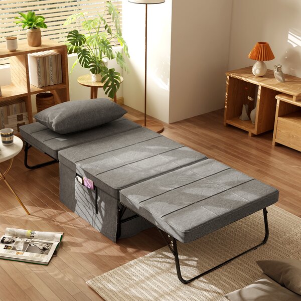HOMCOM letto pieghevole 4 in1 salvaspazio con schienale reclinabile, pouf letto a 5 livelli multiuso, grigio | Aosom Italy