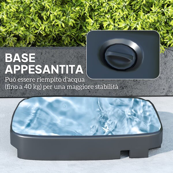 Outsunny Ombrellone a Braccio 2.5x2.5 m con Base Riempibile, Manovella e Testa Inclinabile, Grigio Scuro