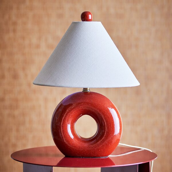 Lampada da tavolo Panja, rosso/crema, altezza 42 cm - Bloomingville Bloomingville, Panja, Rosso, Camera da letto, Ceramica, Scandinavo