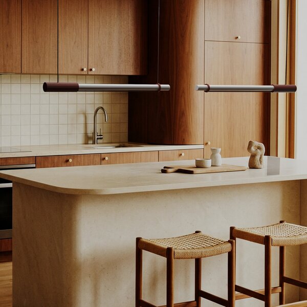 Lampada a sospensione DCW, In Fine, dimmerabile, Rosso, Alluminio, Design
