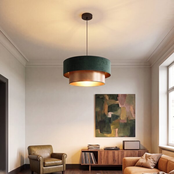 Lampada a sospensione Duolla, Dorina, Verde, Camera da letto, Tessuto / Tessile, Giovanile