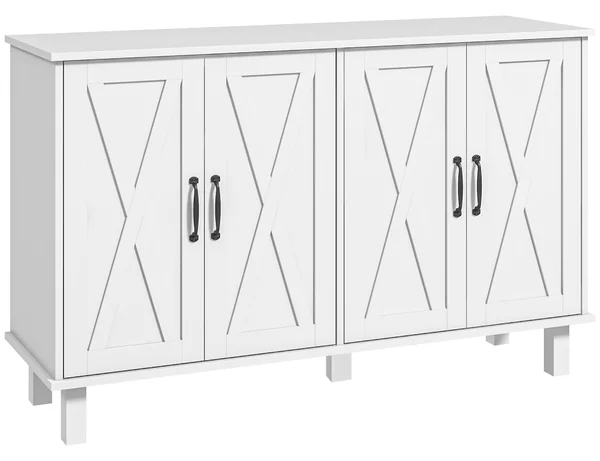 HOMCOM Credenza Moderna a 4 Ante con Ripiani Regolabili e 5 Gambe per Cucina e Soggiorno, Mobile Multiuso in MDF, 120x37x75cm, Bianco | Aosom Italy