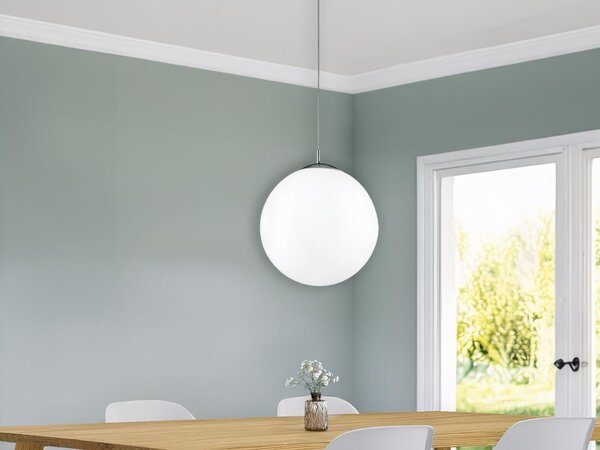 Lampada a sospensione a LED con globo in vetro bianco opalino Ø 35 cm Lampada da cucina sospesa sopra il tavolo da pranzo