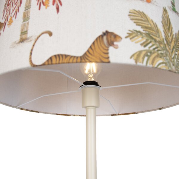 Lampada da terra Japandi beige con paralume stampa animale multicolore 50cm - Simplo