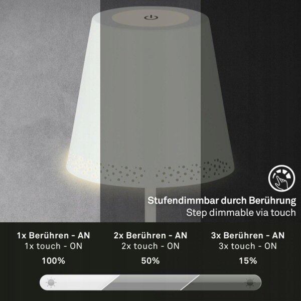 Briloner 1438016 - Lampada da terra touch LED dimmerabile LED/3,5W/5V 3000K 130 cm bianco