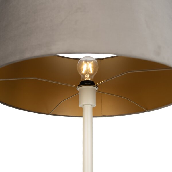 Lampada da terra Japandi beige con paralume color tortora e interno dorato 50 cm - Simplo