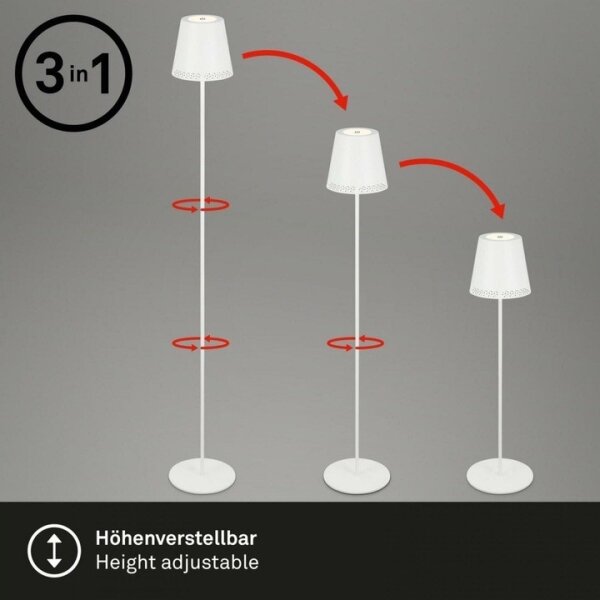 Briloner 1438016 - Lampada da terra touch LED dimmerabile LED/3,5W/5V 3000K 130 cm bianco
