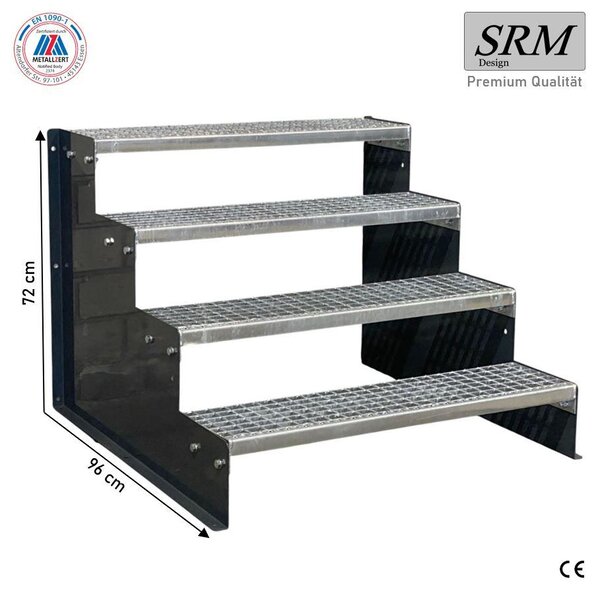 Scala a gradini autoportante a 4 gradini, modello 2, colore antracite, larghezza 60 cm, altezza 72 cm, senza ringhiera