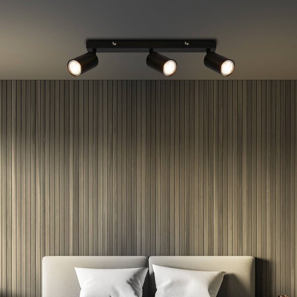 Briloner Faretto da soffitto Tib, nero/nero, a 3 luci, orientabile, in metallo dimmerabile, Nero, Corridoio, Metallo, Moderno, Faretto