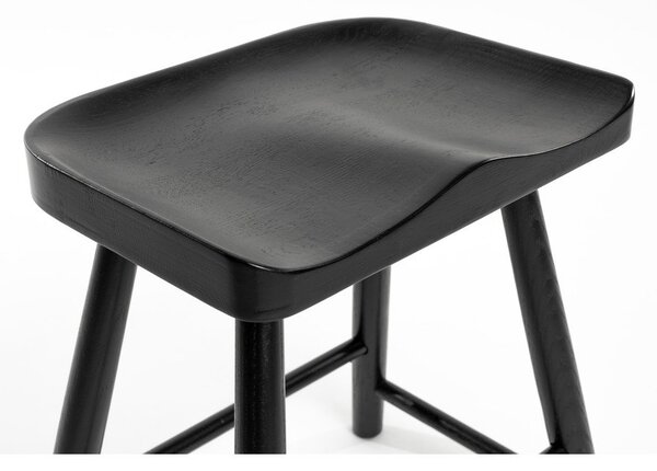 Sgabello nero in rovere massiccio Vander – White Label