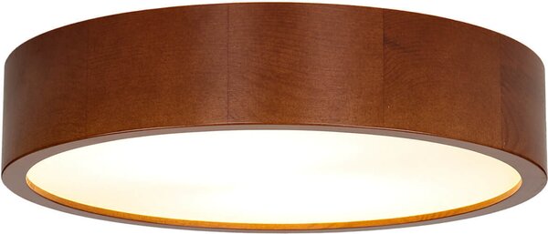 Plafoniera soggiorno corridoio Ø27cm rotonda legno rustico vetro basso abbagliante E27 plafoniera ARBARO