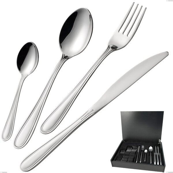 Servizio di posate 24 pezzi in astuccio di legno coltello economico City, Inox 18.10 (Aisi304), spessore 1.8 mm