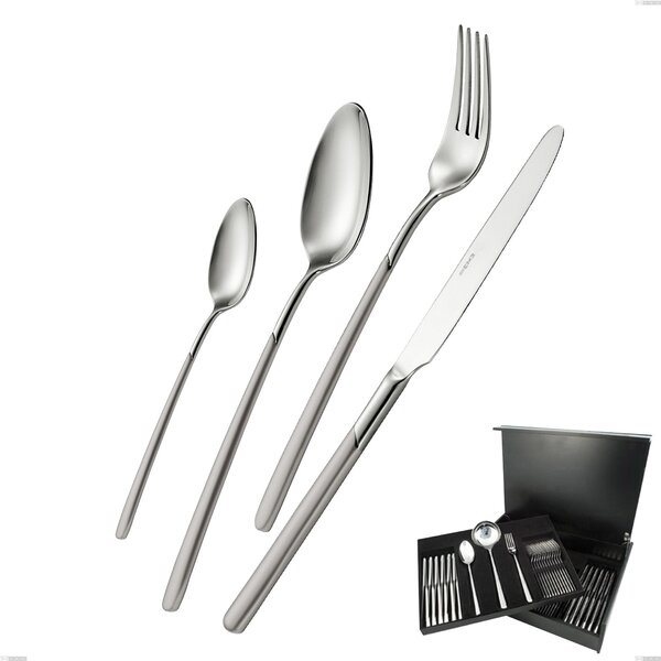 Servizio di posate 75 pezzi in astuccio di legno Celtika sabbiato, Inox 18.10 (AISI304), spessore 5.00