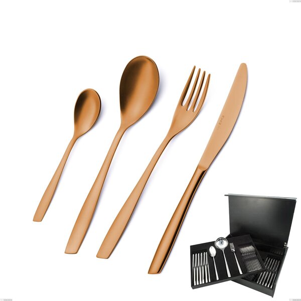 Servizio di posate 75 pezzi in astuccio di legno Eleven Sahara 2,5 mm Brunita sabbiata , Acciaio inox 18/10 (AISI 304), spessore 2,5 mm