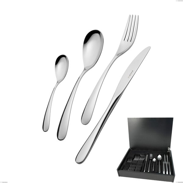 Servizio di posate 24 pezzi in astuccio di legno Hotel, Acciaio inox 18.10 (AISI304), spessore 2.5 mm