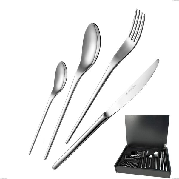 Servizio di posate 24 pezzi in astuccio di legno Joli, Acciaio inox 18.10 (AISI304), spessore 4.00 mm finitura Lucida