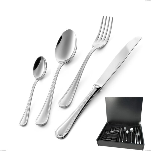 Servizio di posate 24 pezzi in astuccio di legno coltello economico Impero, ACCIAIO INOX 18.10(AISI304), spessore 2.5 MM
