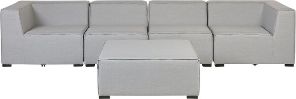 BELIANI Set di divani da giardino imbottiti grigio chiaro a 4 posti componibili con sgabello in stile moderno