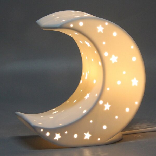 ONLI - Lampada da tavolo PORCELLANA 1xE14/6W/230V, 21 cm a forma di luna