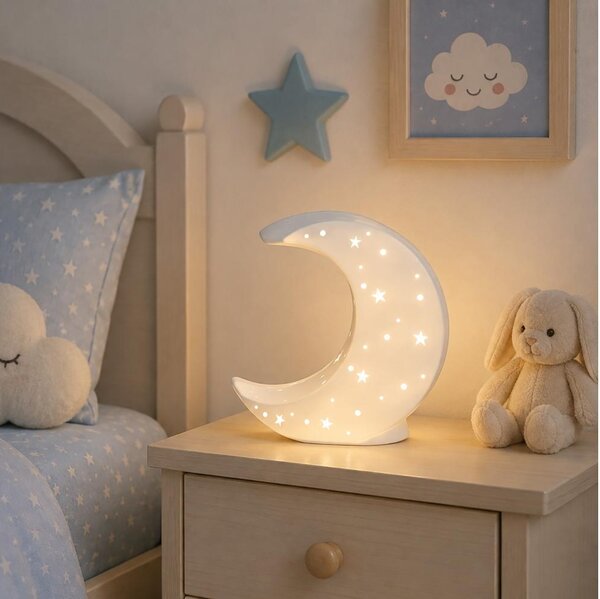 ONLI - Lampada da tavolo PORCELLANA 1xE14/6W/230V, 21 cm a forma di luna