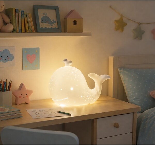 ONLI - Lampada da tavolo PORCELLANA 1xE14/6W/230V 16,2 cm balena