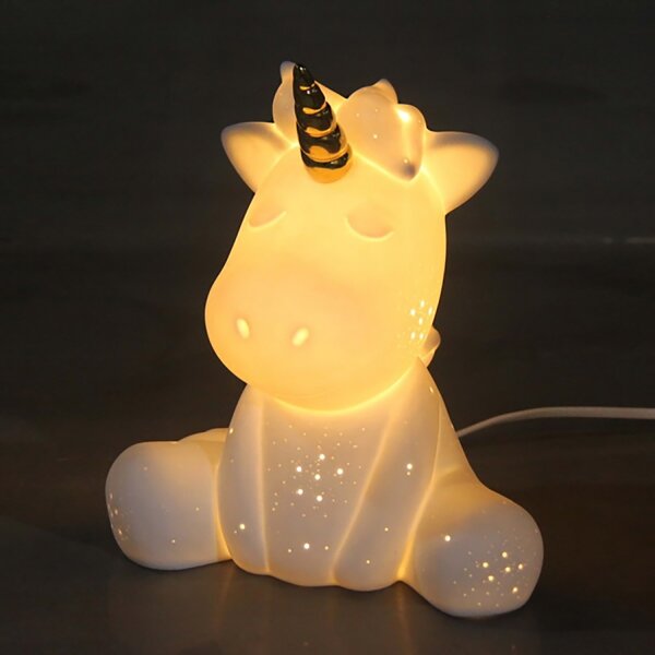 ONLI - Lampada da tavolo PORCELLANA 1xE14/6W/230V 23,5 cm unicorno