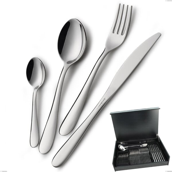 Servizio di posate 51 pezzi in astuccio di legno coltello economico Segno, Acciaio inox 18/10 (AISI304), spessore 1.8 mm