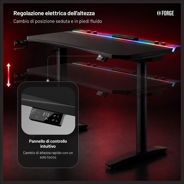 Scrivania gaming elettrica nera Diablo X-Forge 1200