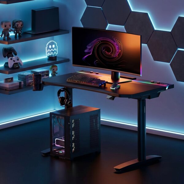 Scrivania gaming elettrica nera Diablo X-Forge 1400