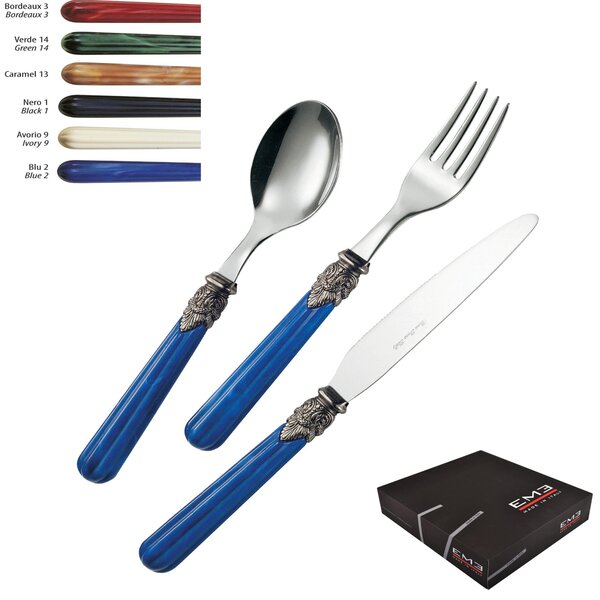 Servizio Posate Colorate Set 36 pezzi VERSAILLES in acciaio 18/10 manico effetto marmorizzato in Astuccio Regalo