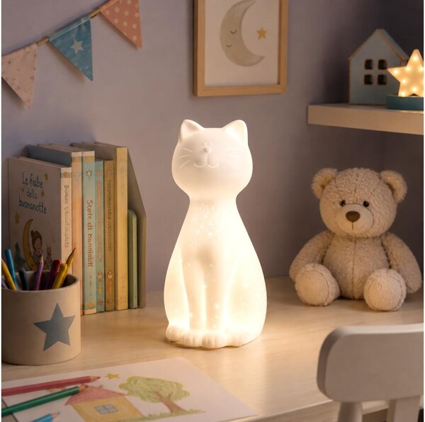 ONLI - Lampada da tavolo PORCELLANA 1xE14/6W/230V 27,2 cm gatto
