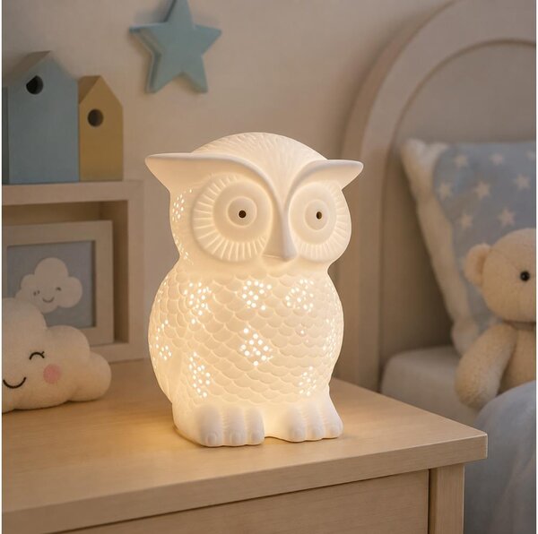 ONLI - Lampada da tavolo PORCELLANA 1xE14/6W/230V 25 cm gufo