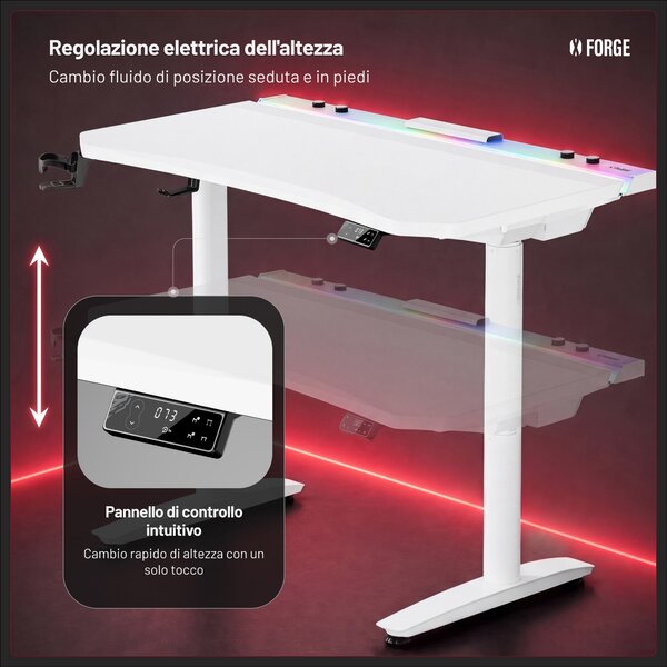 Scrivania gaming elettrica bianca Diablo X-Forge 1200