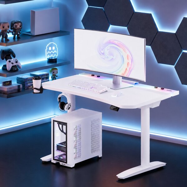 Scrivania gaming elettrica bianca Diablo X-Forge 1200