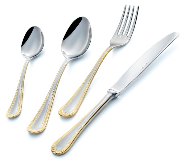 Servizio Posate FIRENZE ORO 24 pezzi acciaio inox 1810 lucidato a specchio spessore 2.5 mm in astuccio regalo EME