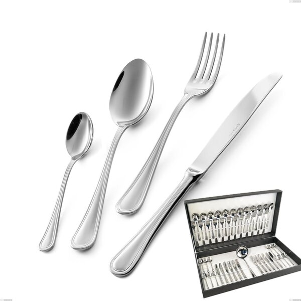 Servizio Posate IMPERO 49 pezzi acciaio inox 1810 lucidato spessore 2.5 mm in astuccio regalo EME