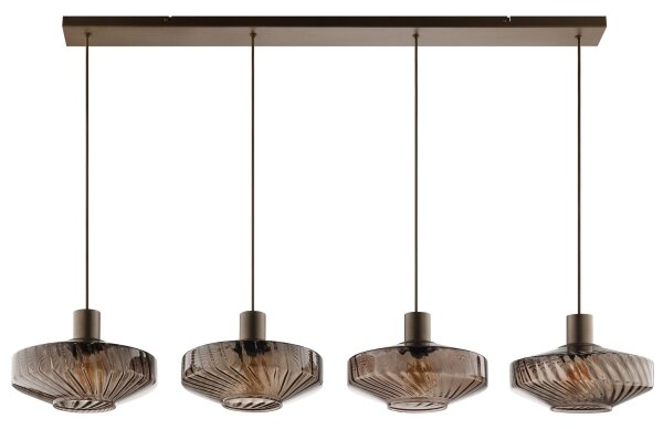 Brilliant - Lampadario a sospensione su cavo LYN 4xE27/20W/230V marrone/marrone fumé