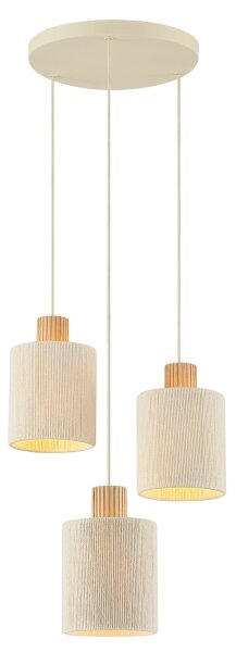 Brilliant - Lampadario su cavo ARLO, 3xE27/20W/230V, diam. 40 cm, color crema