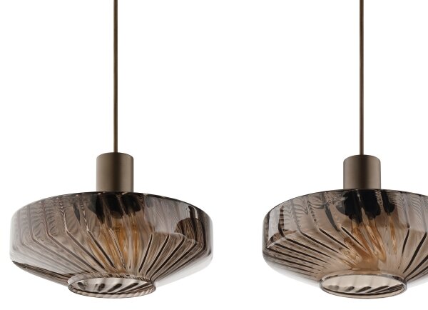 Brilliant - Lampadario a sospensione su cavo LYN 4xE27/20W/230V marrone/marrone fumé