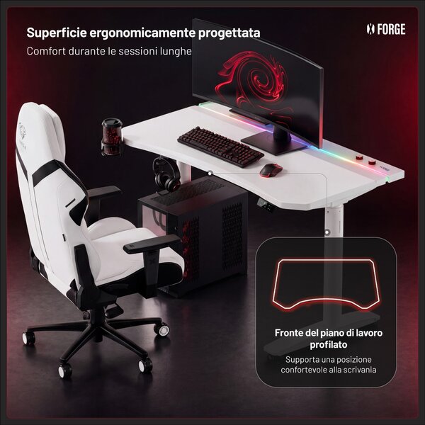 Scrivania gaming elettrica bianca Diablo X-Forge 1400