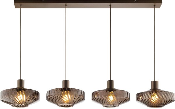 Brilliant - Lampadario a sospensione su cavo LYN 4xE27/20W/230V marrone/marrone fumé