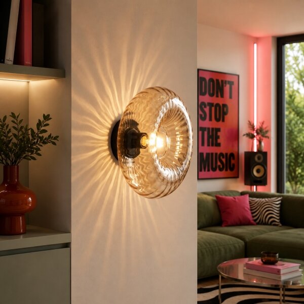 Brilliant - Lampada da parete NEVIL 1xE27/20W/230V nero/beige fumé