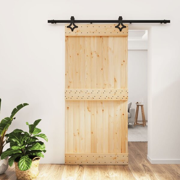 Porta Scorrevole con Set Hardware 95x210 cm Legno Massello Pino