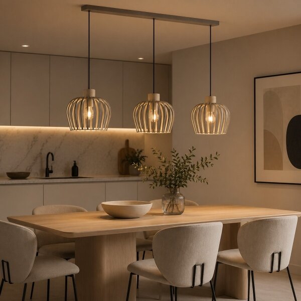 Brilliant - Lampadario a sospensione con cavo NORDIC CAGE 3xE27/20W/230V beige