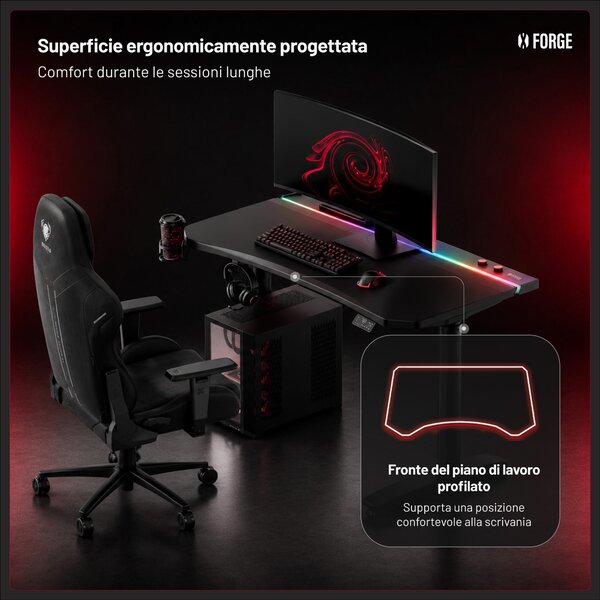 Scrivania gaming elettrica nera Diablo X-Forge 1600